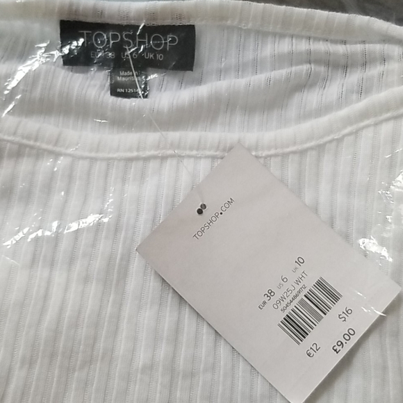 Topshop Sz 6 Ribbed Crop Top NWT - Picture 3 of 3